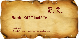Rack Kálmán névjegykártya